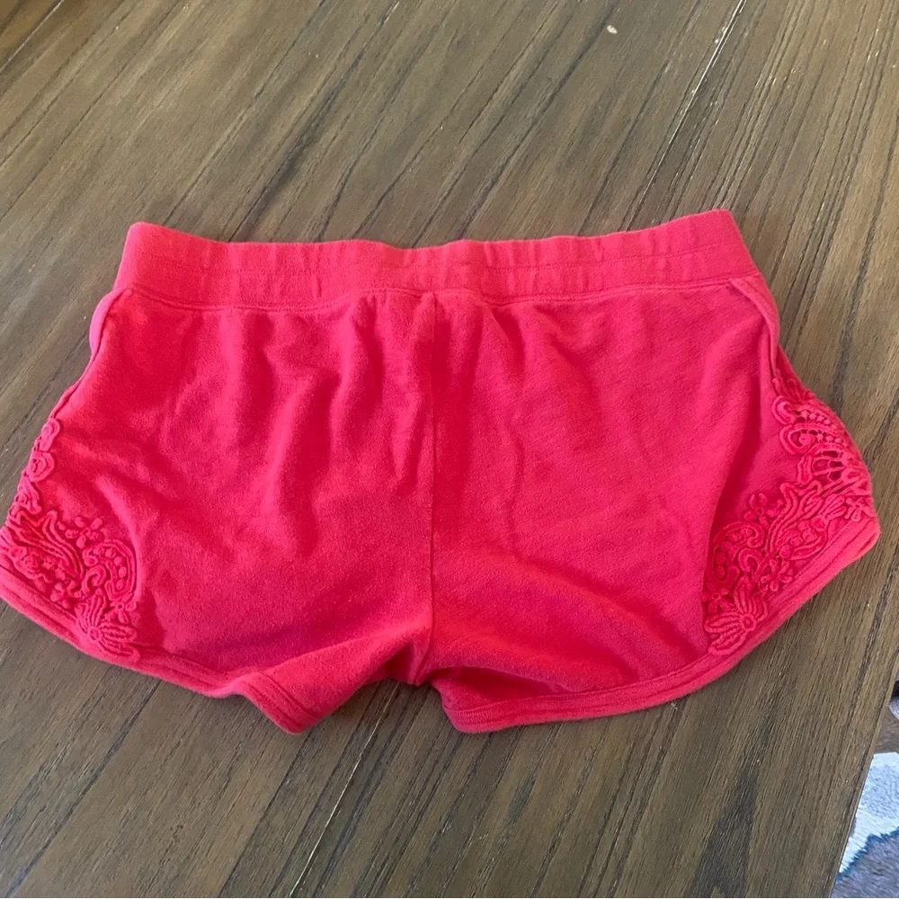 Maternity red lace lounge shorts